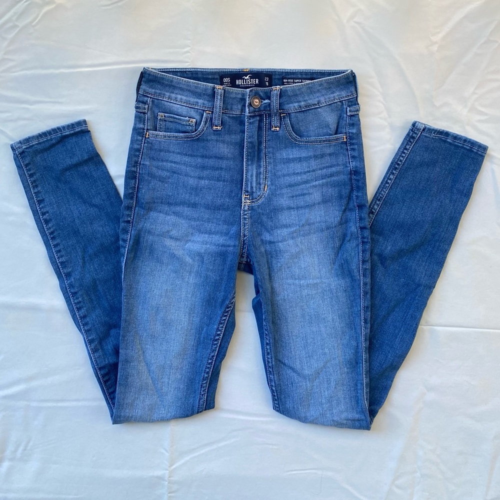 Hollister Girls Teens High Rise Super Skinny Classic Stretch Jeans Medium Wash